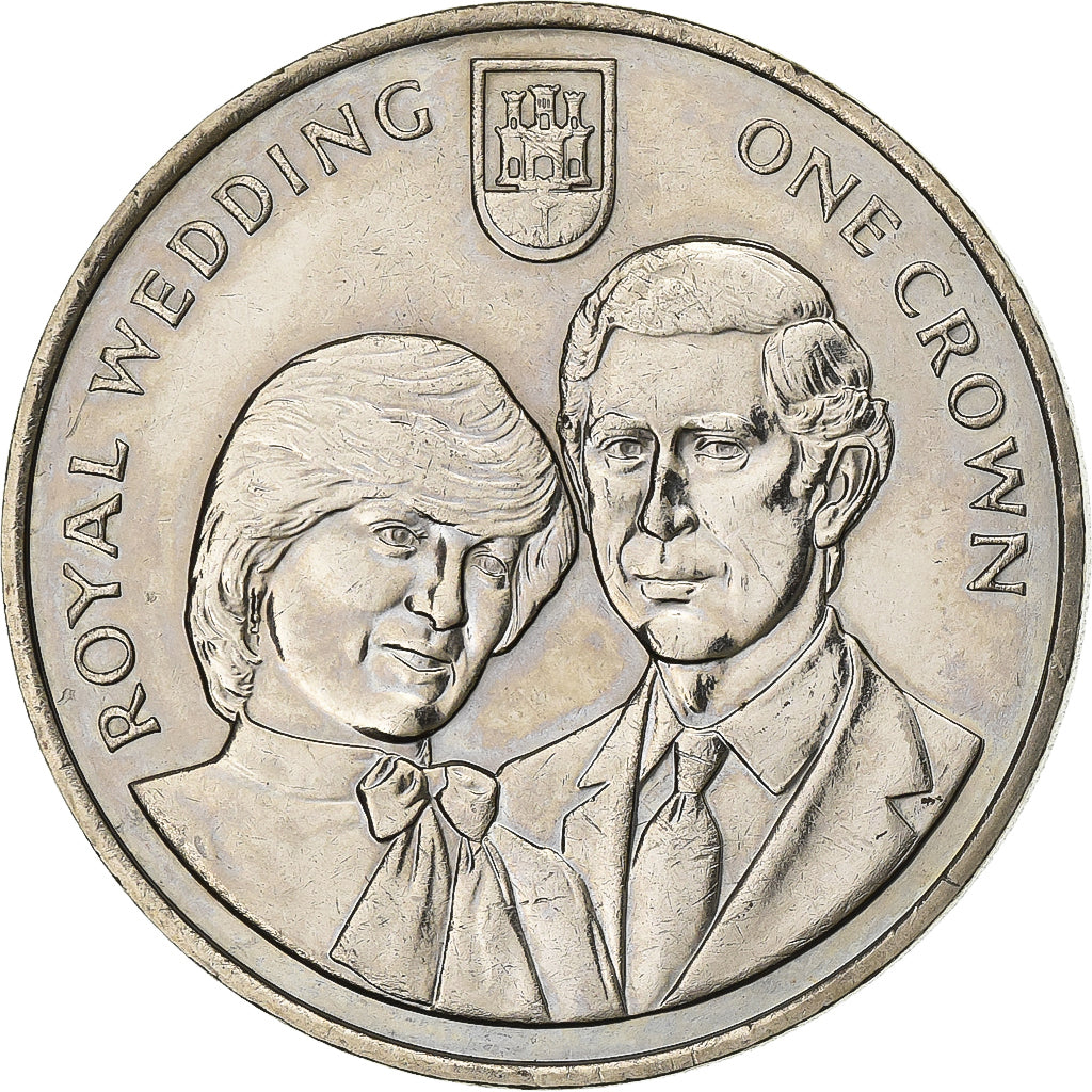 Gibraltar, Elizabeth II, Crown, 1981, Cobre-níquel, AU(55-58), KM:14