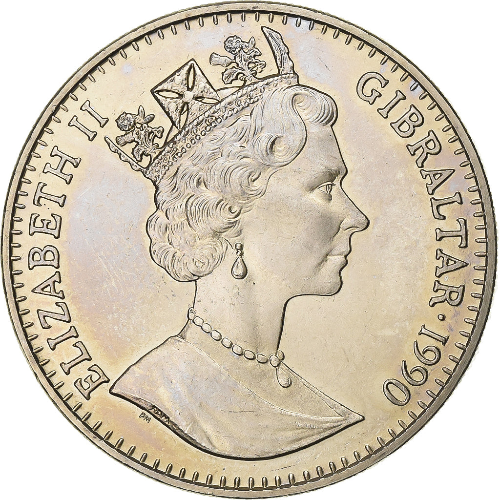 Gibraltar, Elizabeth II, Crown, 1990, Kupfer-Nickel, VZ, KM:46