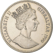 Gibraltar, Elizabeth II, Crown, 1990, Copper-nickel, AU(55-58), KM:40
