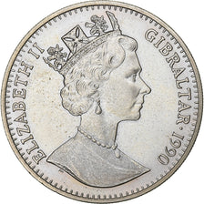 Gibraltar, Elizabeth II, Crown, 1990, Copper-nickel, AU(55-58), KM:34