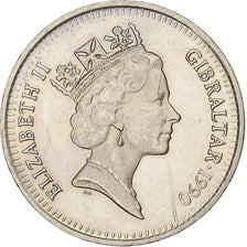 Gibraltar, Elizabeth II, 10 Pence, 1990, Copper-nickel, AU(55-58), KM:23.1