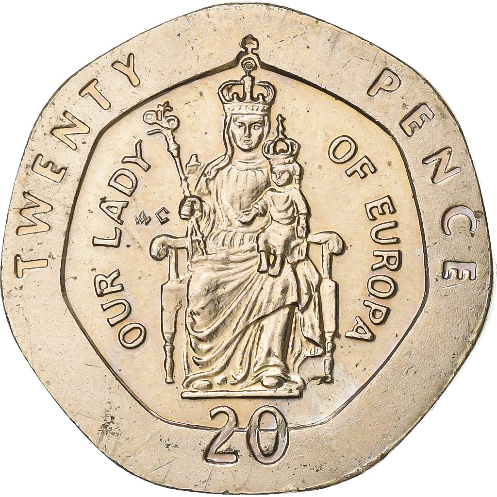 Gibraltar, Elizabeth II, 20 Pence, 1988, Copper-nickel, AU(55-58), KM:16