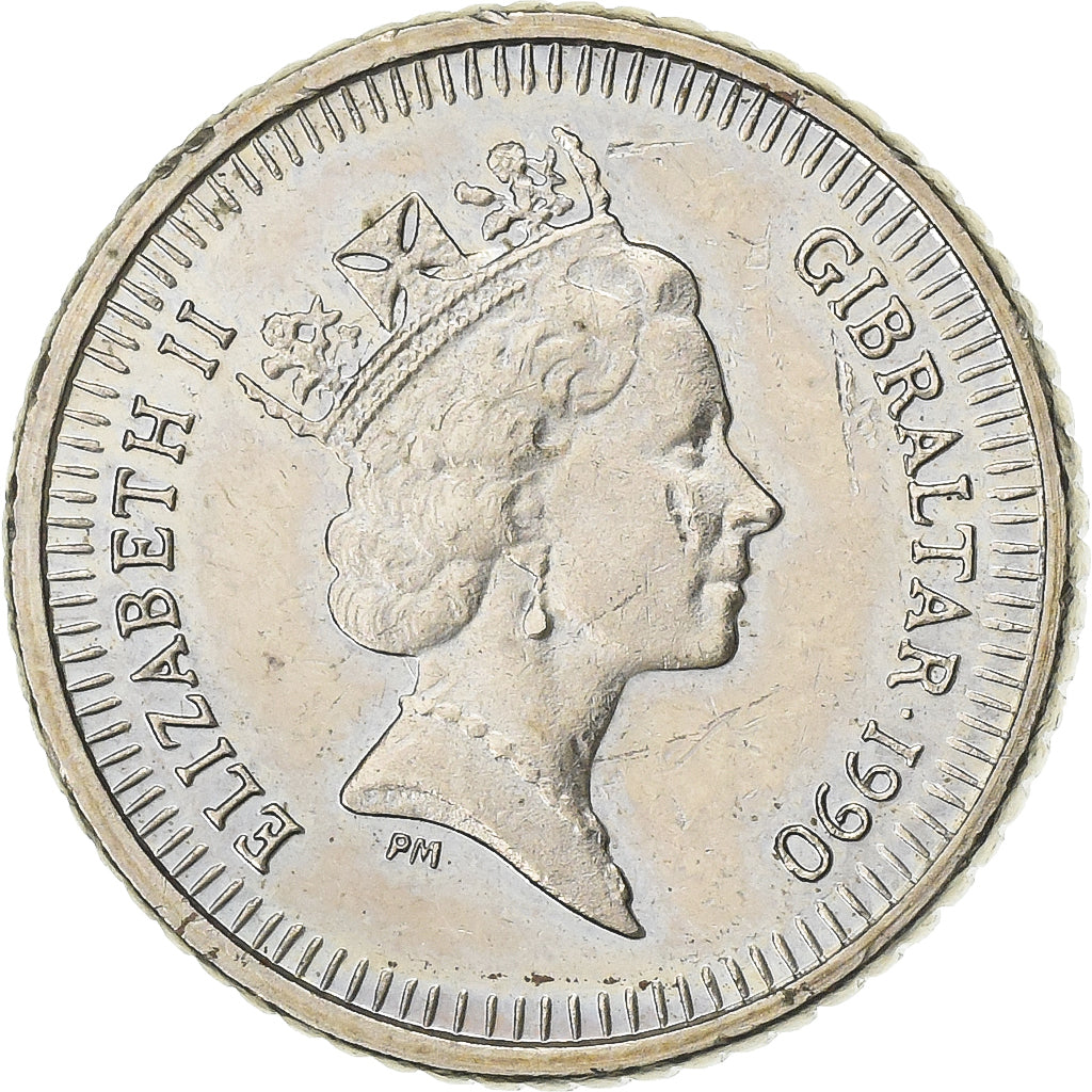 Gibraltar, Elizabeth II, 5 Pence, 1990, Cupro-nikkel, PR, KM:22.2