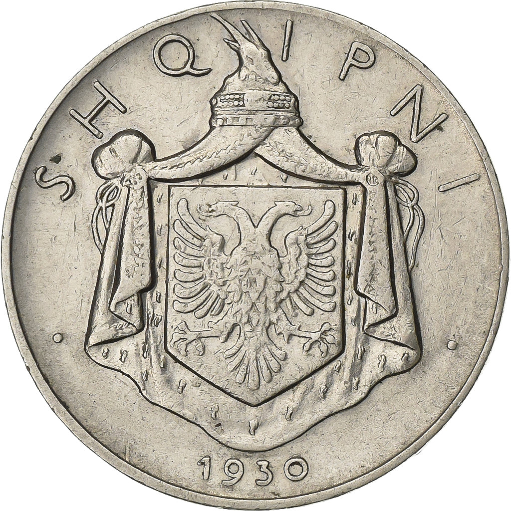 Albania, Zog I, 1/2 Lek, 1930, Vienna, Nickel, AU(50-53), KM:13