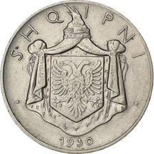 Albania, Zog I, 1/2 Lek, 1930, Vienna, Nickel, AU(50-53), KM:13