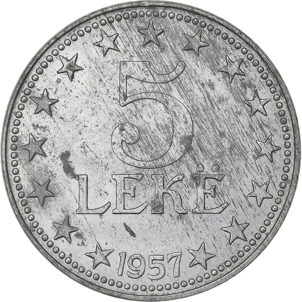 Albania, 5 Lekë, 1957, Zinc, EF(40-45), KM:38