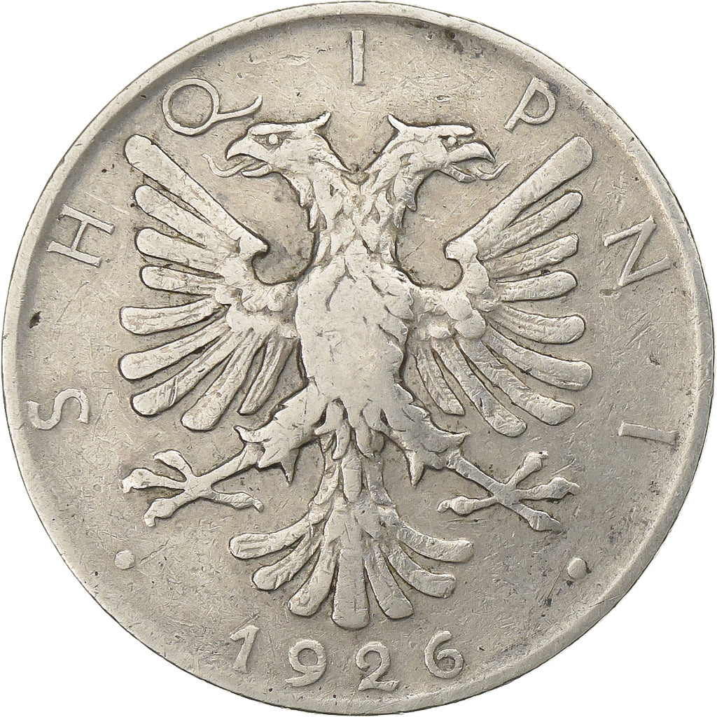 Albania, 1/2 Lek, 1926, Rome, Nickel, EF(40-45), KM:4