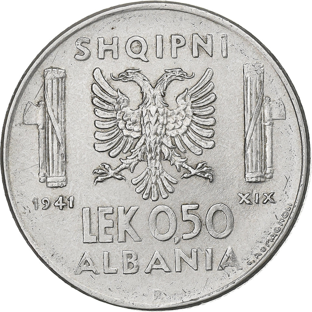 Albania, Vittorio Emanuele III, 0.50 Lek, 1941, Rome, Acciaio inossidabile