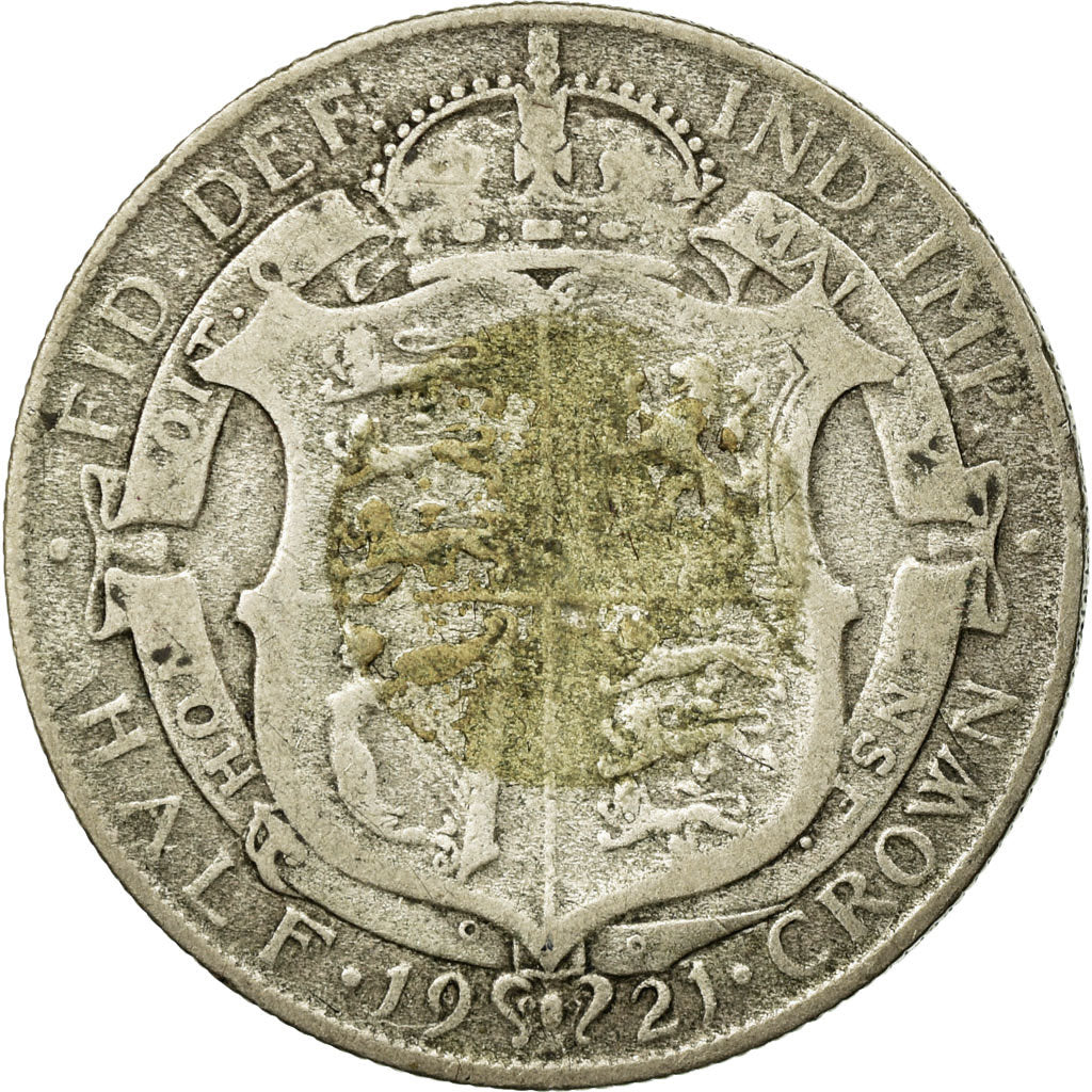 Coin, Great Britain, George V, 1/2 Crown, 1921, VF(20-25), Silver, KM:818.1a