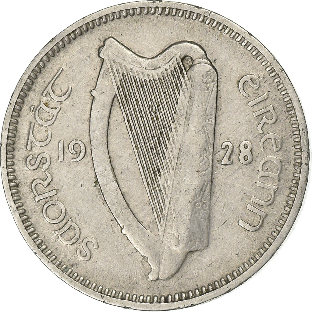 REPUBLIKA IRLANDII, 3 Pence, 1928, Nikiel, EF(40-45), KM:4