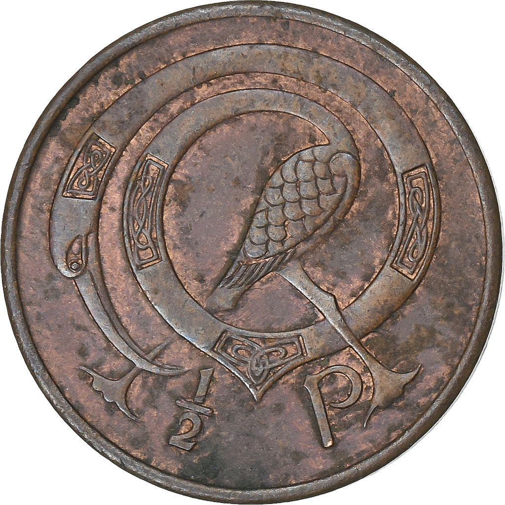 REPUBLIKA IRLANDII, 1/2 Penny, 1971, Brązowy, EF(40-45), KM:19