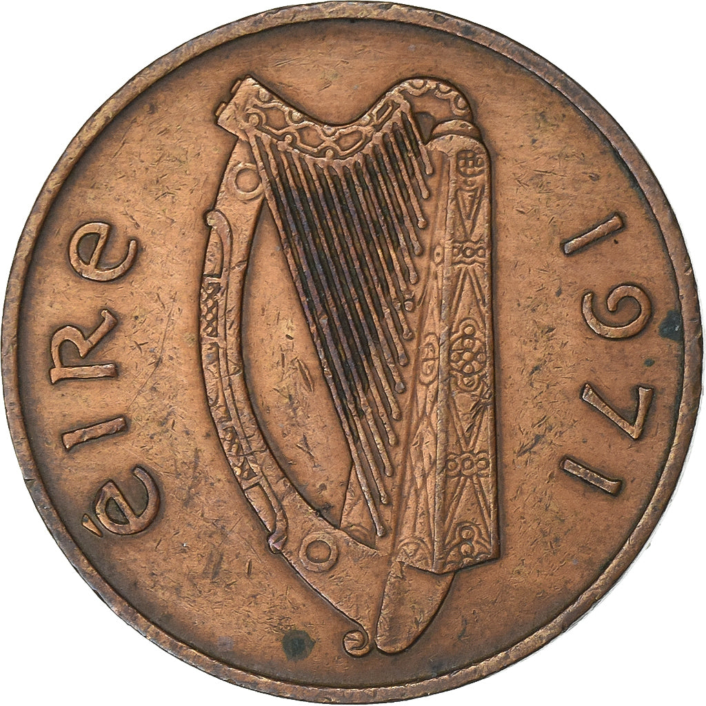 REPUBLIKA IRLANDII, Penny, 1971, Brązowy, EF(40-45), KM:20