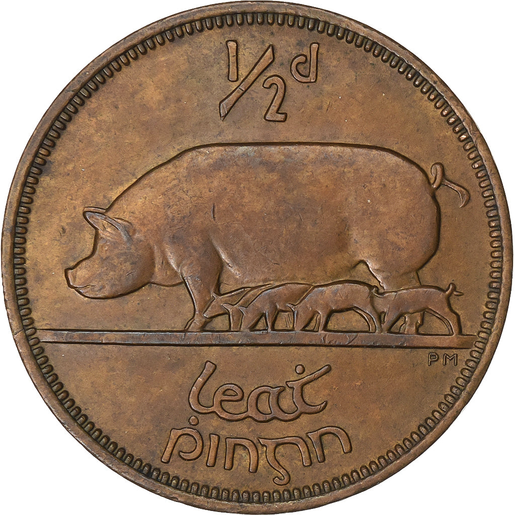 REPUBLIEK IERLAND, 1/2 Penny, 1953, Bronzen, ZF+, KM:10