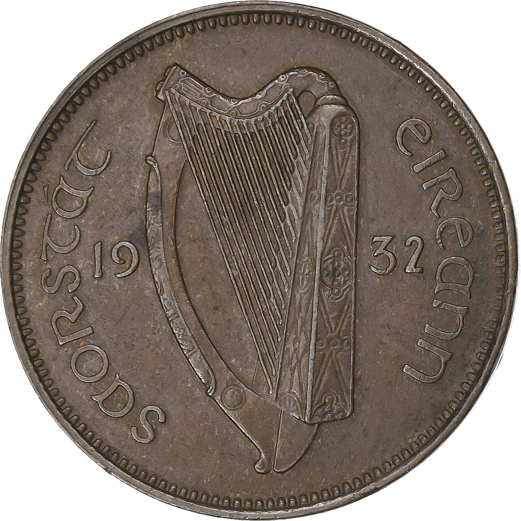REPUBLIKA IRLANDII, Farthing, 1932, Brązowy, EF(40-45), KM:1