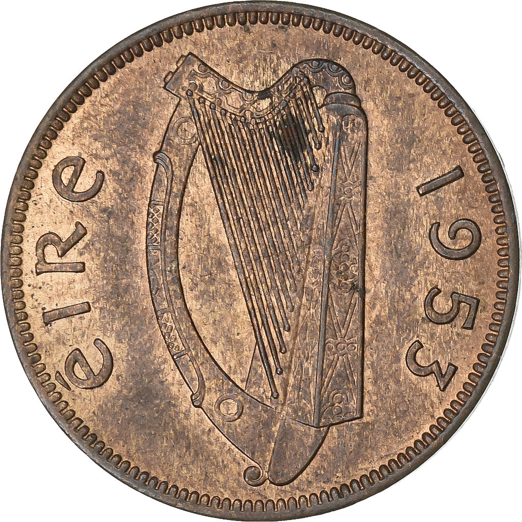 REPUBLIKA IRLANDII, Farthing, 1953, Brązowy, EF(40-45), KM:9