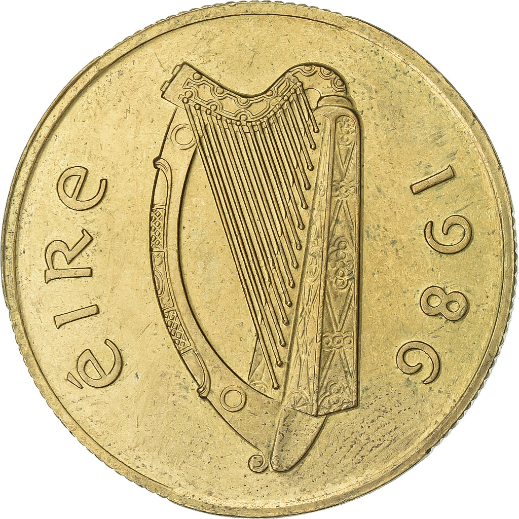 REPÚBLICA DA IRLANDA, 20 Pence, 1986, Níquel-Bronze, AU(50-53), KM:25
