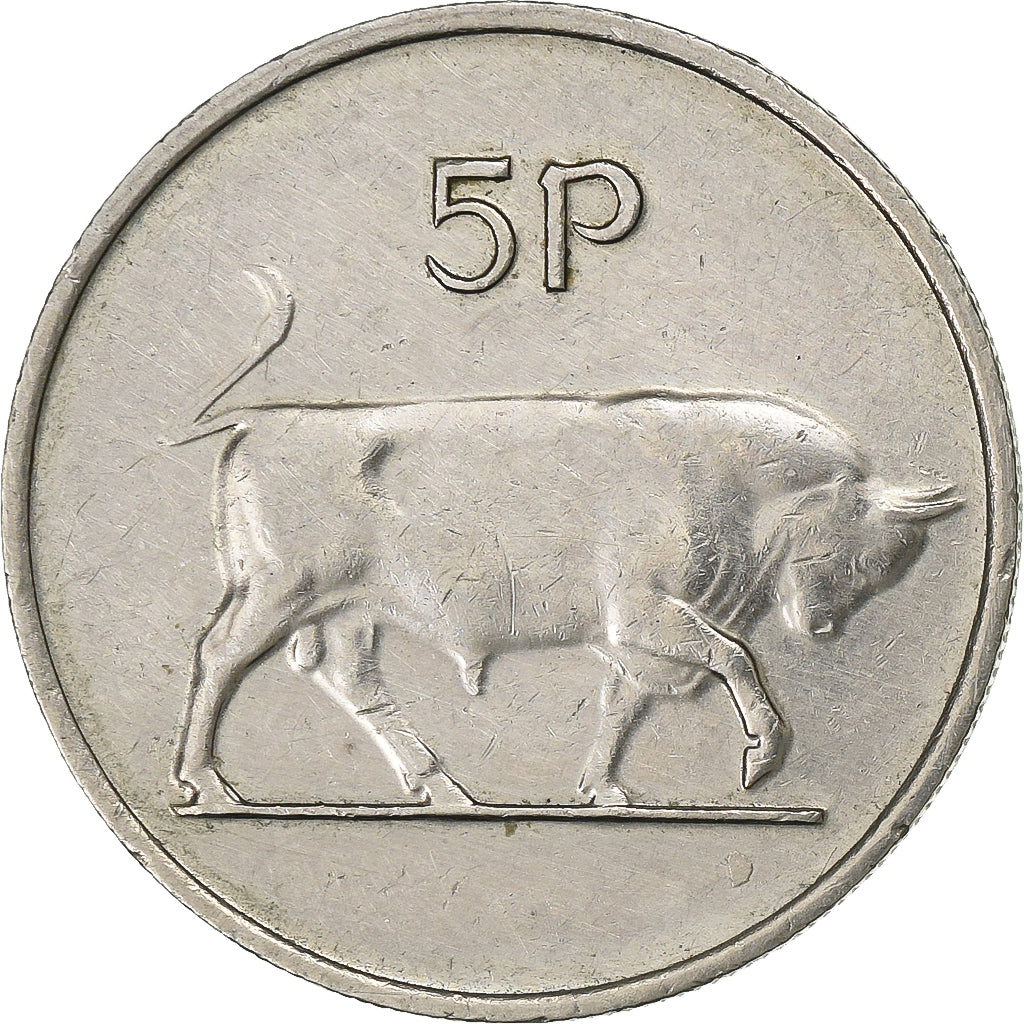 REPÚBLICA DE IRLANDA, 5 Pence, 1976, Cobre - níquel, MBC+, KM:22