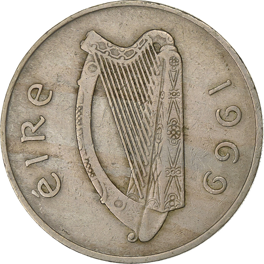 REPUBLIKA IRLANDII, 10 Pence, 1969, Miedź-Nikiel, VF(30-35), KM:23