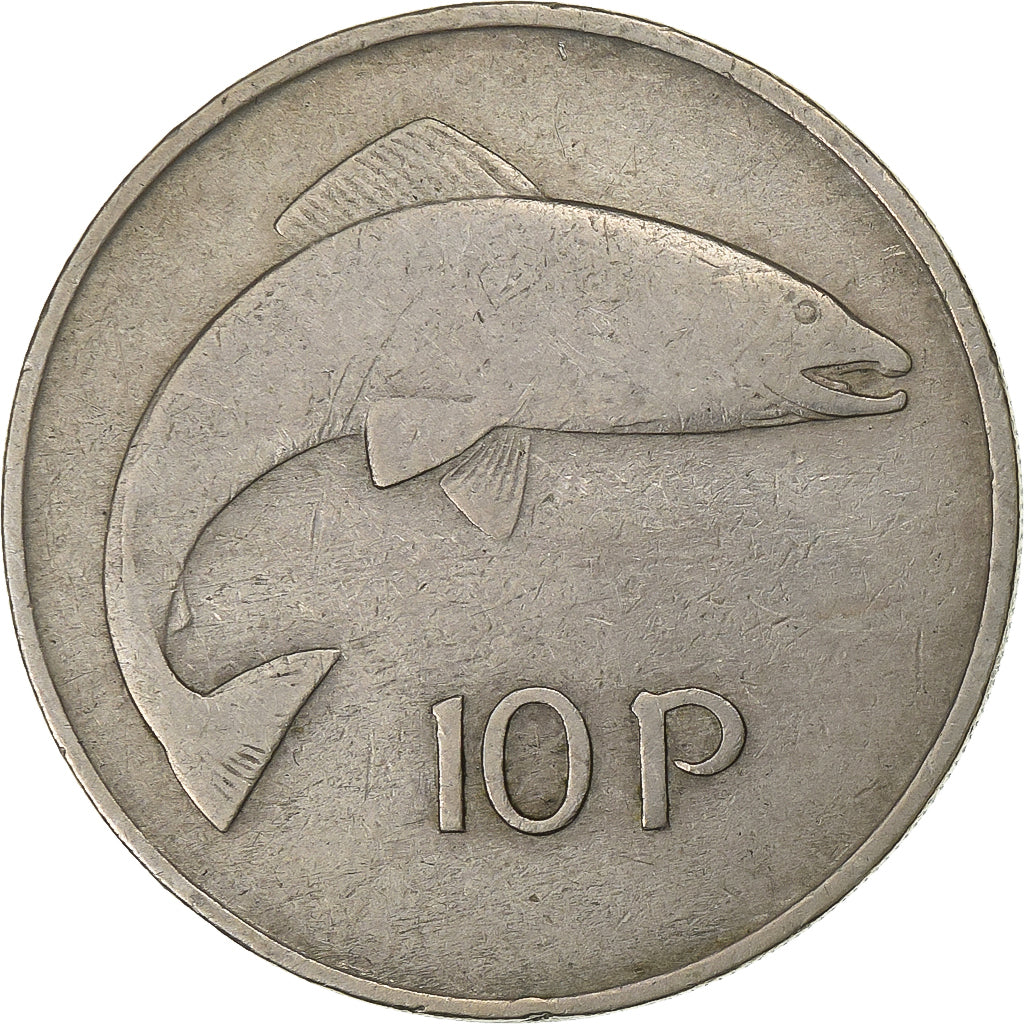 REPUBLIKA IRLANDII, 10 Pence, 1969, Miedź-Nikiel, VF(30-35), KM:23