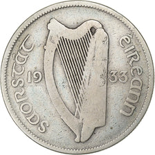 REPUBLIKA IRLANDII, 1/2 Crown, 1933, Srebro, VF(30-35), KM:8
