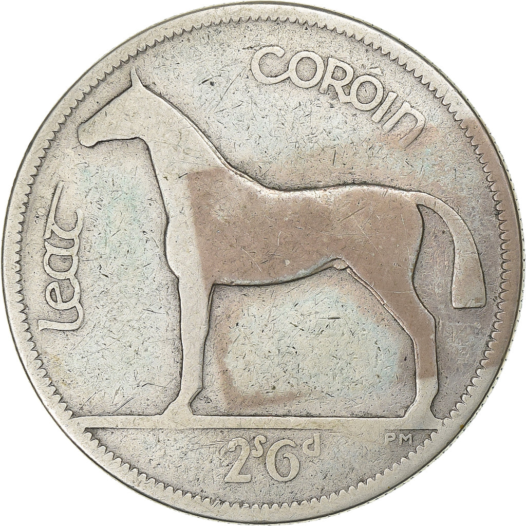 REPUBLIKA IRLANDII, 1/2 Crown, 1933, Srebro, VF(30-35), KM:8