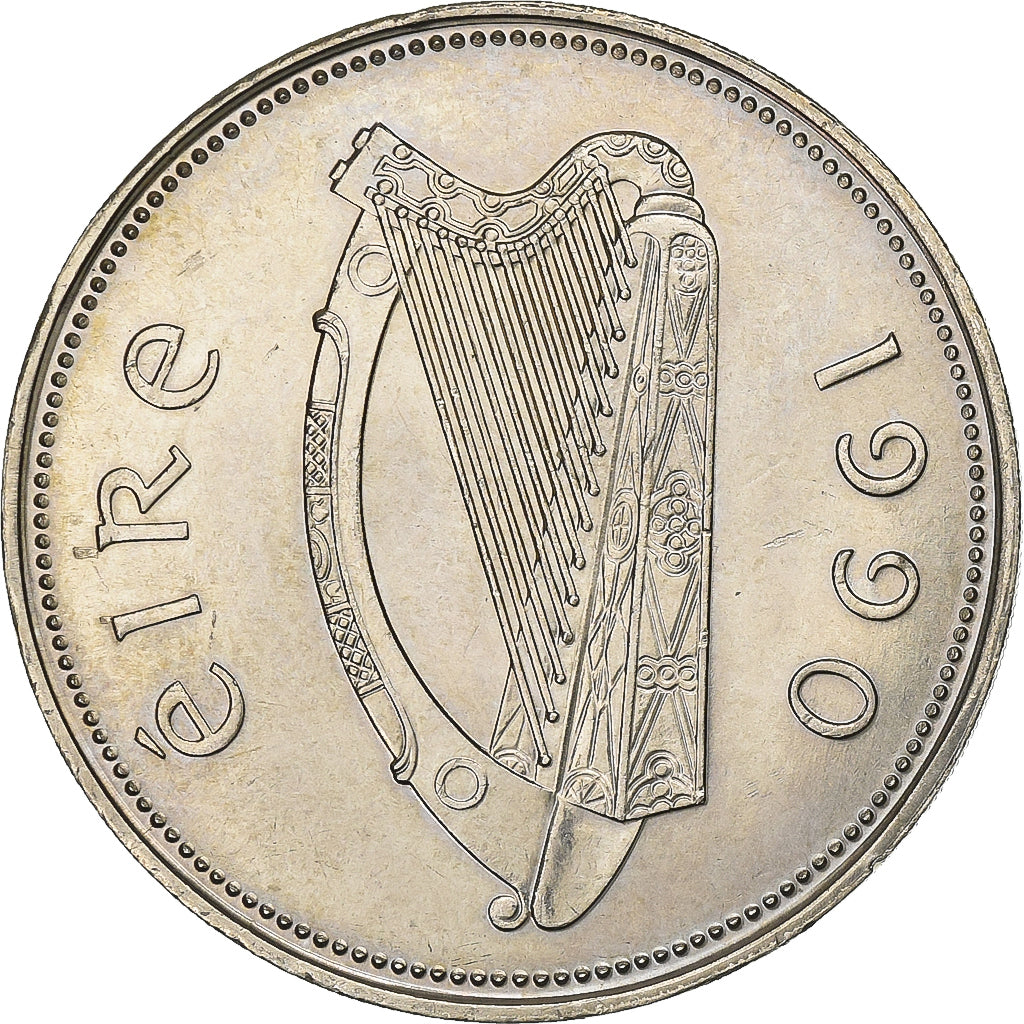 Ireland, Punt, Pound, 1990, Copper-nickel, AU(55-58), KM:27