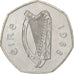 REPÚBLICA DE IRLANDA, 50 Pence, 1988, Cobre - níquel, EBC, KM:26