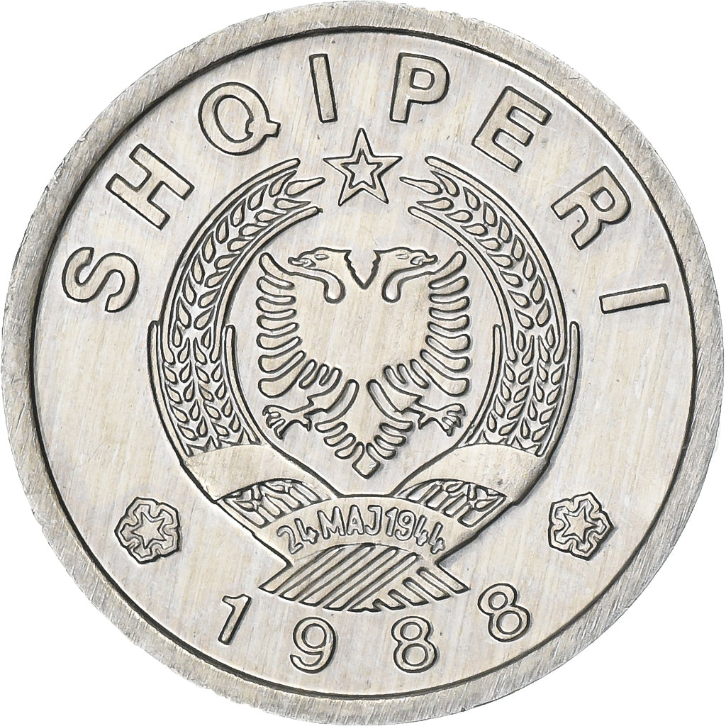Albania, 20 Qindarka, 1988, Aluminum, AU(55-58), KM:65