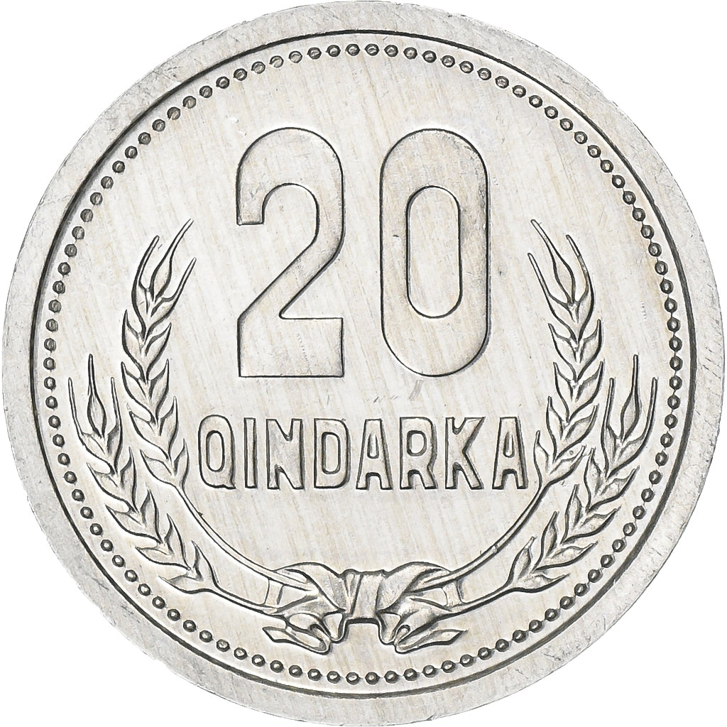 Albanie, 20 Qindarka, 1988, Aluminium, SUP, KM:65