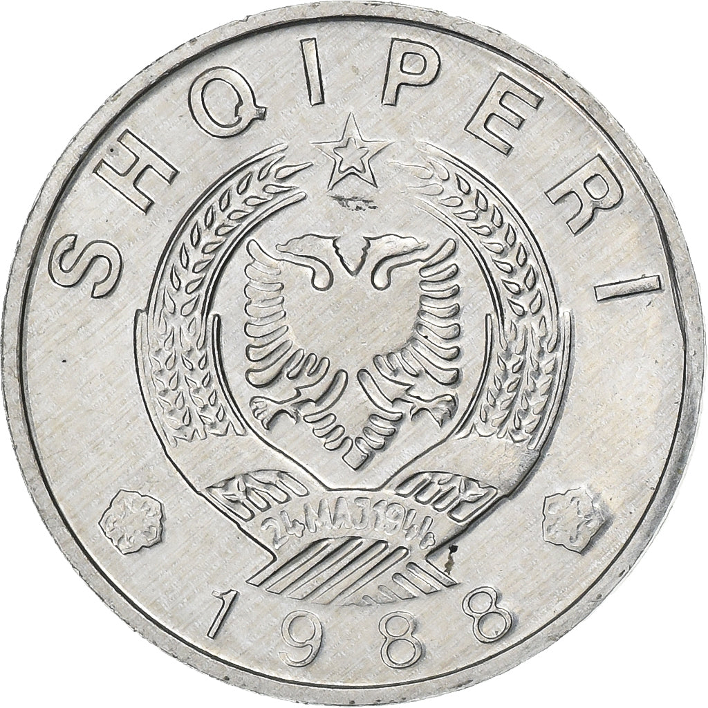 Albania, 5 Qindarka, 1988, Aluminum, AU(55-58), KM:71