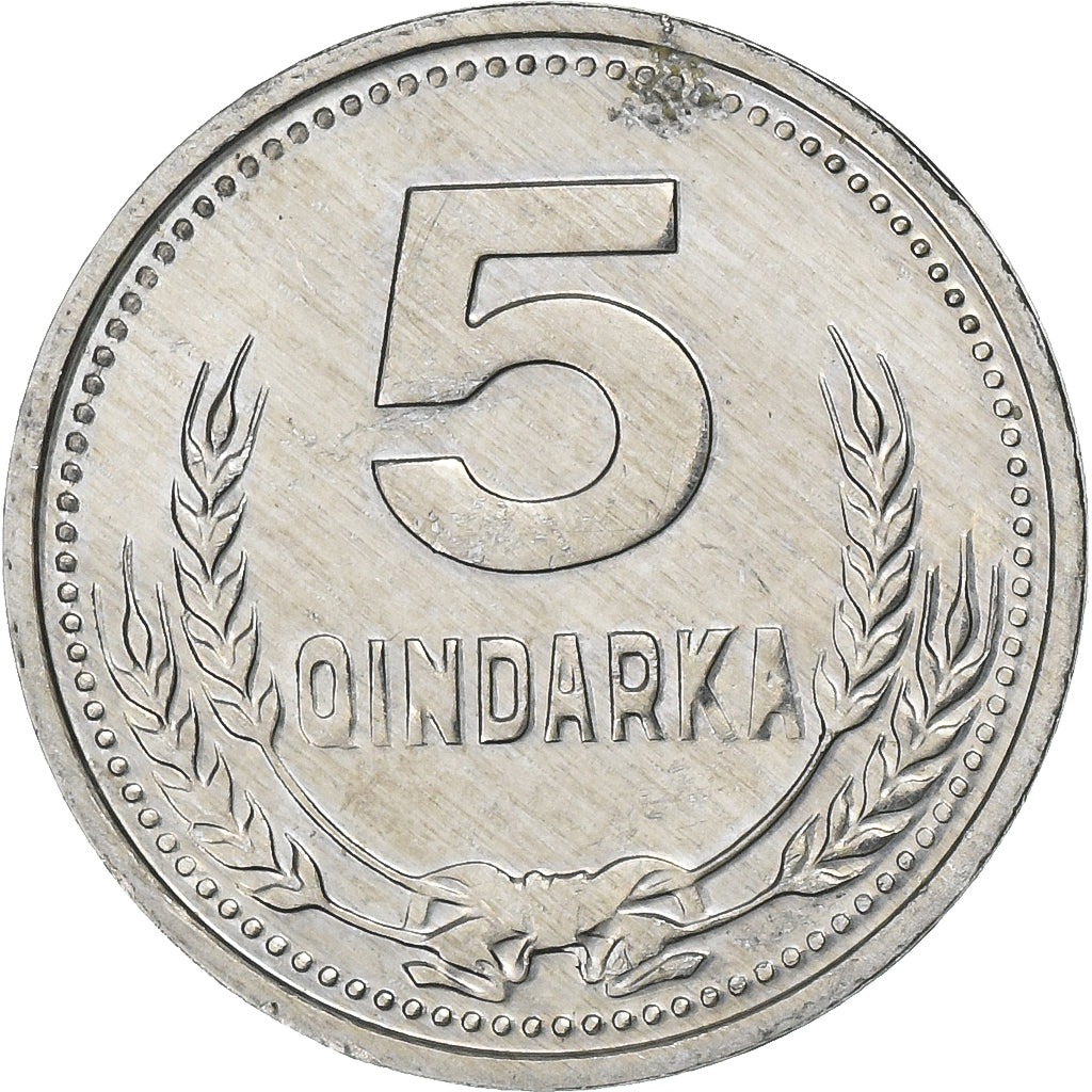 Albania, 5 Qindarka, 1988, Aluminum, AU(55-58), KM:71