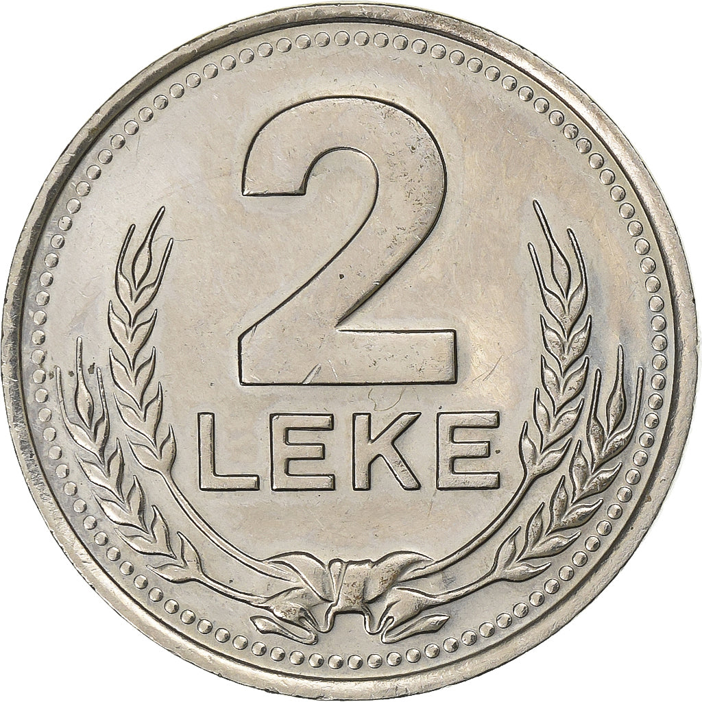 Albânia, 2 Leke, 1989, Cobre-níquel, AU(55-58), KM:73