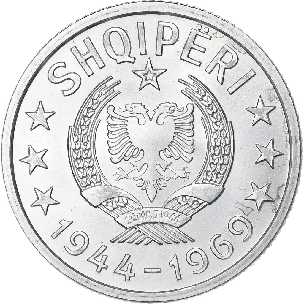 Albânia, 10 Qindarka, 1969, Alumínio, AU(55-58), KM:45