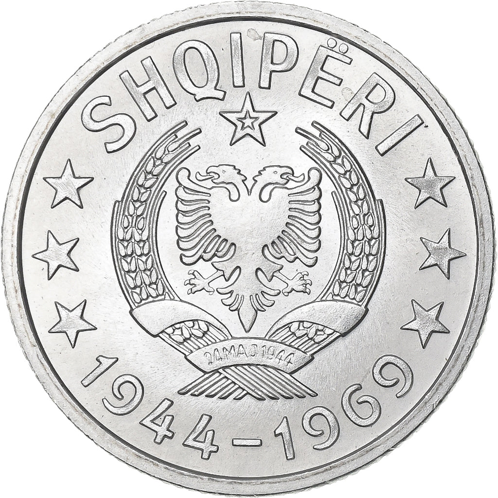 Albânia, 20 Qindarka, 1969, Alumínio, MS(60-62), KM:46