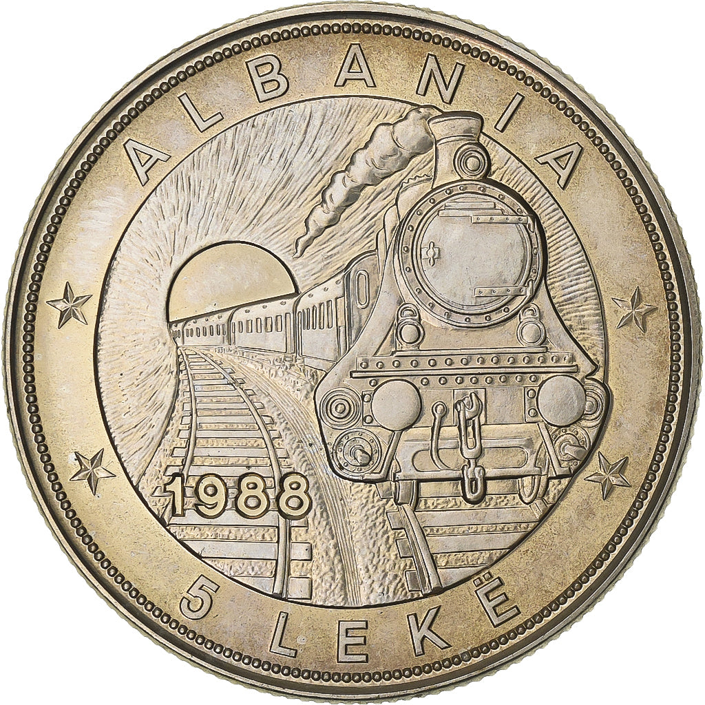 Albania, 5 Lekë, 1988, Copper-nickel, MS(60-62), KM:61