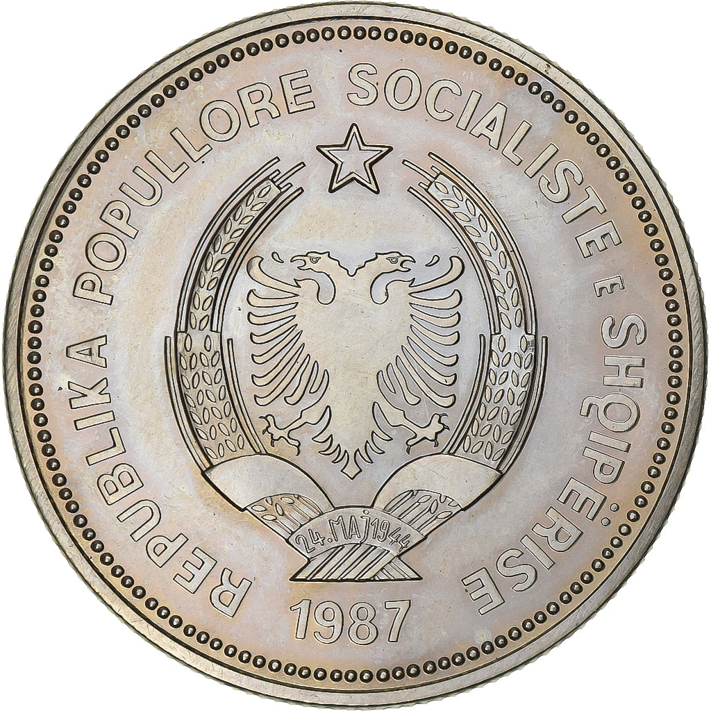 Albania, 5 Lekë, 1987, Copper-nickel, MS(60-62), KM:57