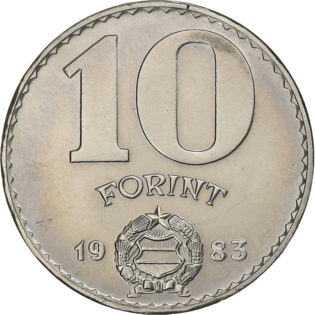 Hungary, 10 Forint, 1983, Budapest, Nickel, AU(55-58), KM:629