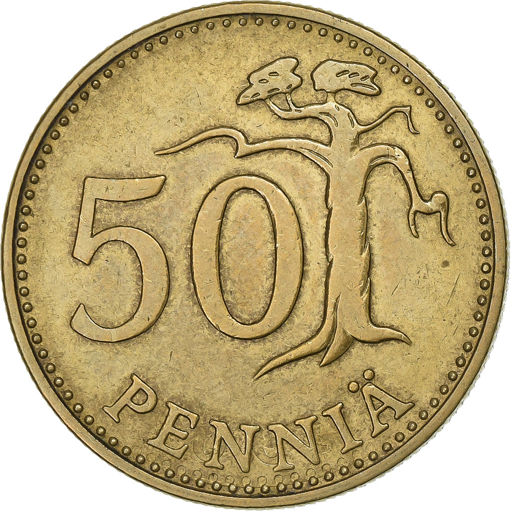 Finlandia, 50 Penniä, 1963, Aluminium-Brąz, AU(50-53), KM:48