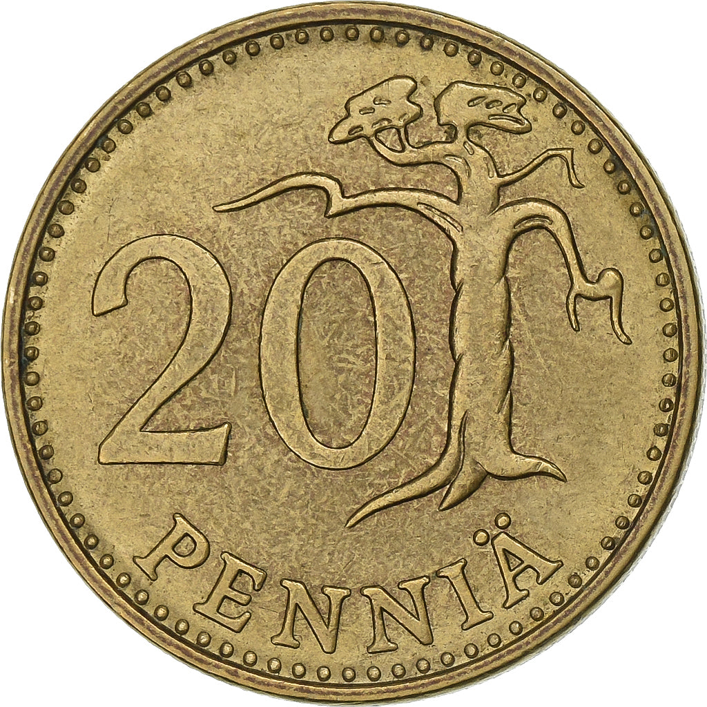 Finlândia, 20 Pennia, 1968, Alumínio-Bronze, AU(50-53), KM:47