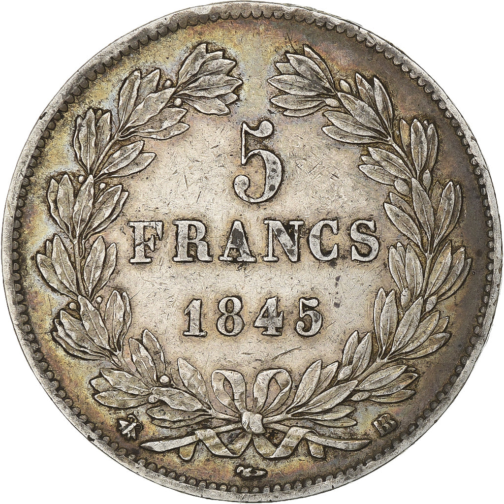France, Louis Philippe I, 5 Francs, 1845, Strasbourg, Silver, EF(40-45)