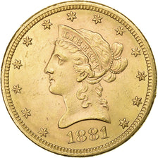 United States, $10, Eagle, Coronet Head, 1881, U.S. Mint, Gold, AU(55-58)