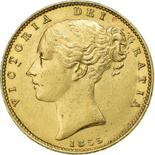 Great Britain, Victoria, Sovereign, 1855, Gold, AU(55-58), KM:736.1