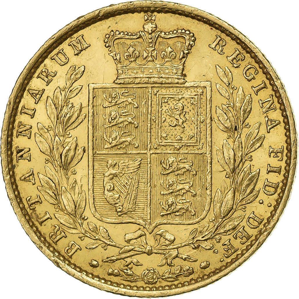 Great Britain, Victoria, Sovereign, 1855, Gold, AU(55-58), KM:736.1