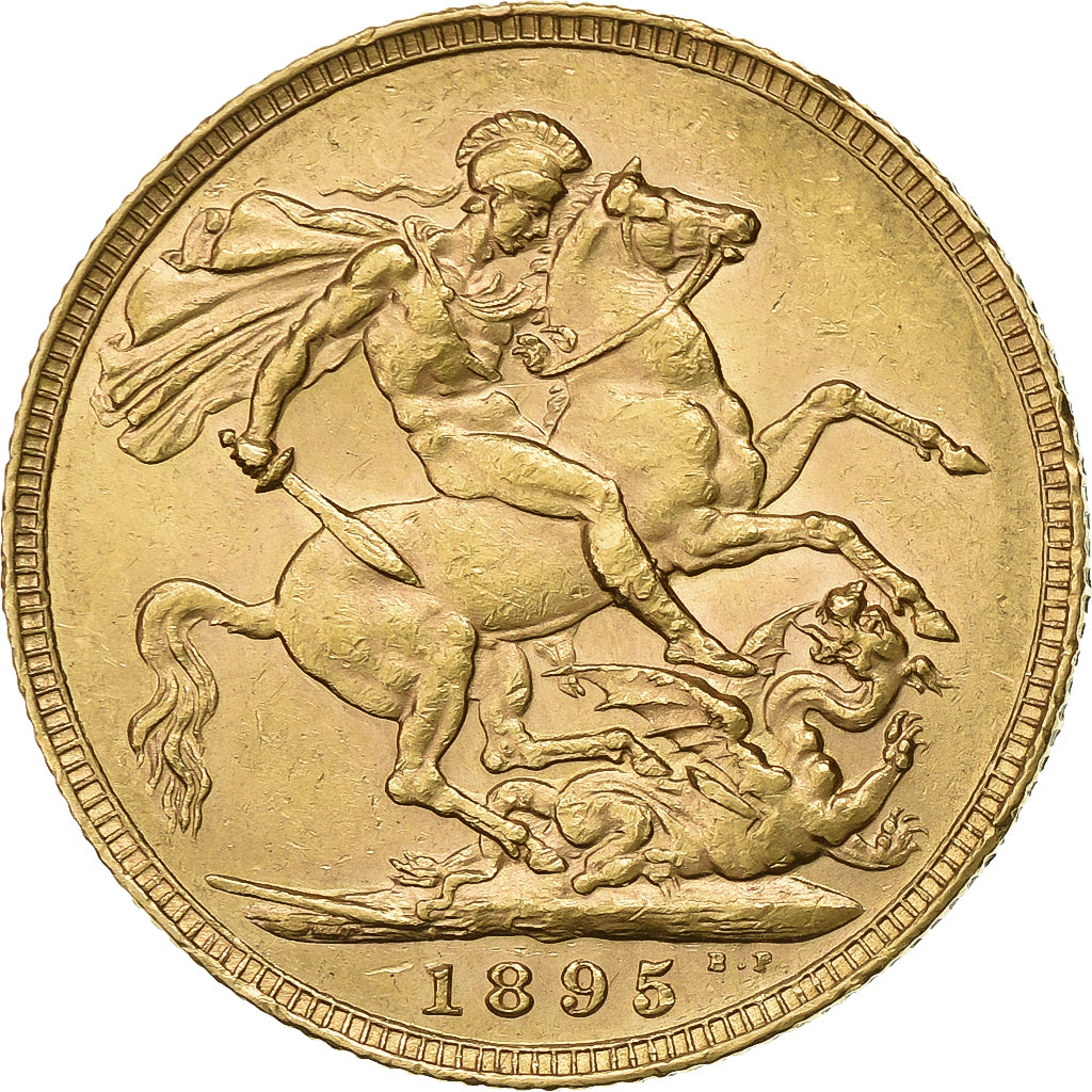 Great Britain, Victoria, Sovereign, 1895, Gold, AU(55-58), KM:785