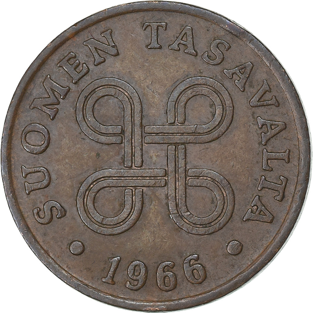 Finlândia, Penni, 1966, Cobre, AU(50-53), KM:44