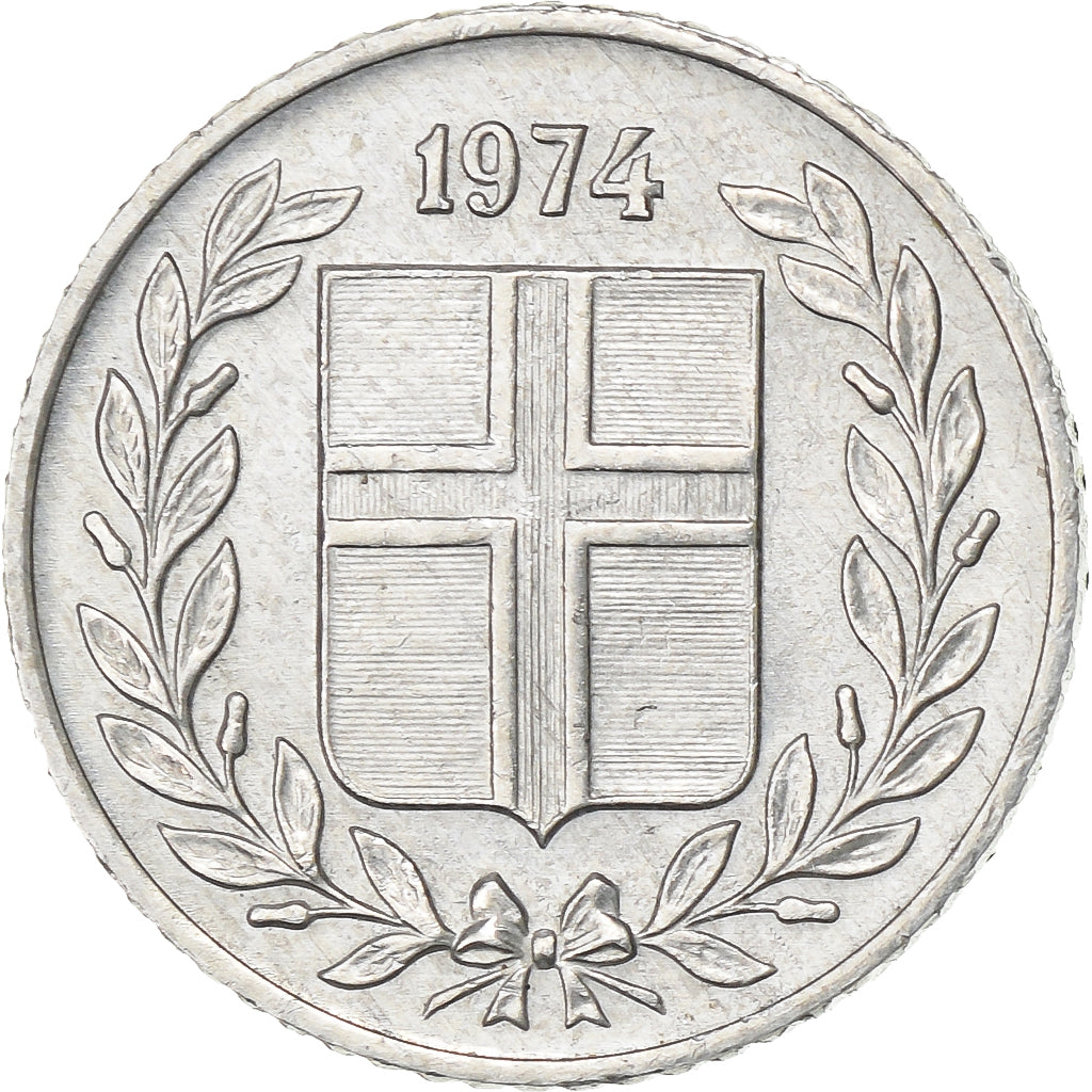 IJsland, 10 Aurar, 1974, Aluminium, ZF+, KM:10a