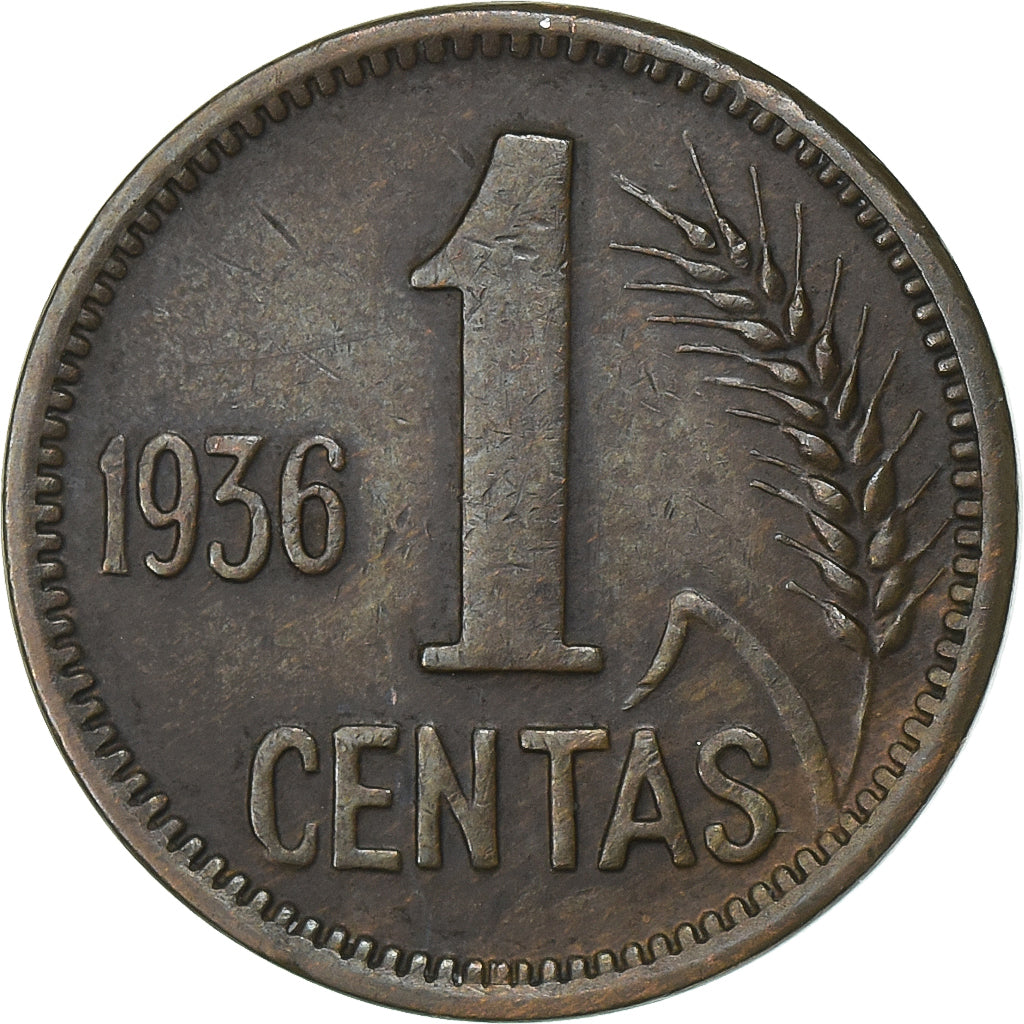 Lithuania, Centas, 1936, Bronze, AU(50-53), KM:79