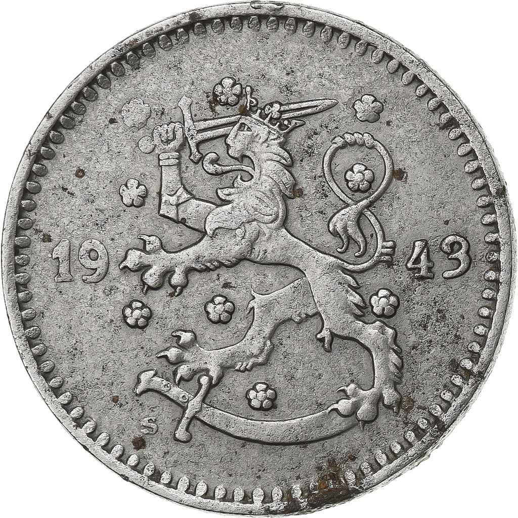 Finlandia, Markka, 1943, Żelazo, EF(40-45), KM:30b
