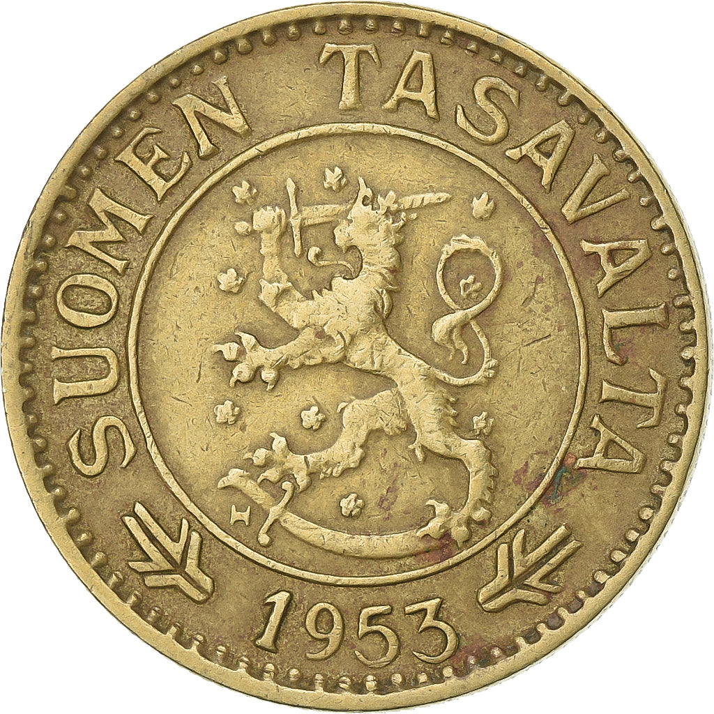 Finlandia, 10 Markkaa, 1953, Alluminio-bronzo, BB, KM:38