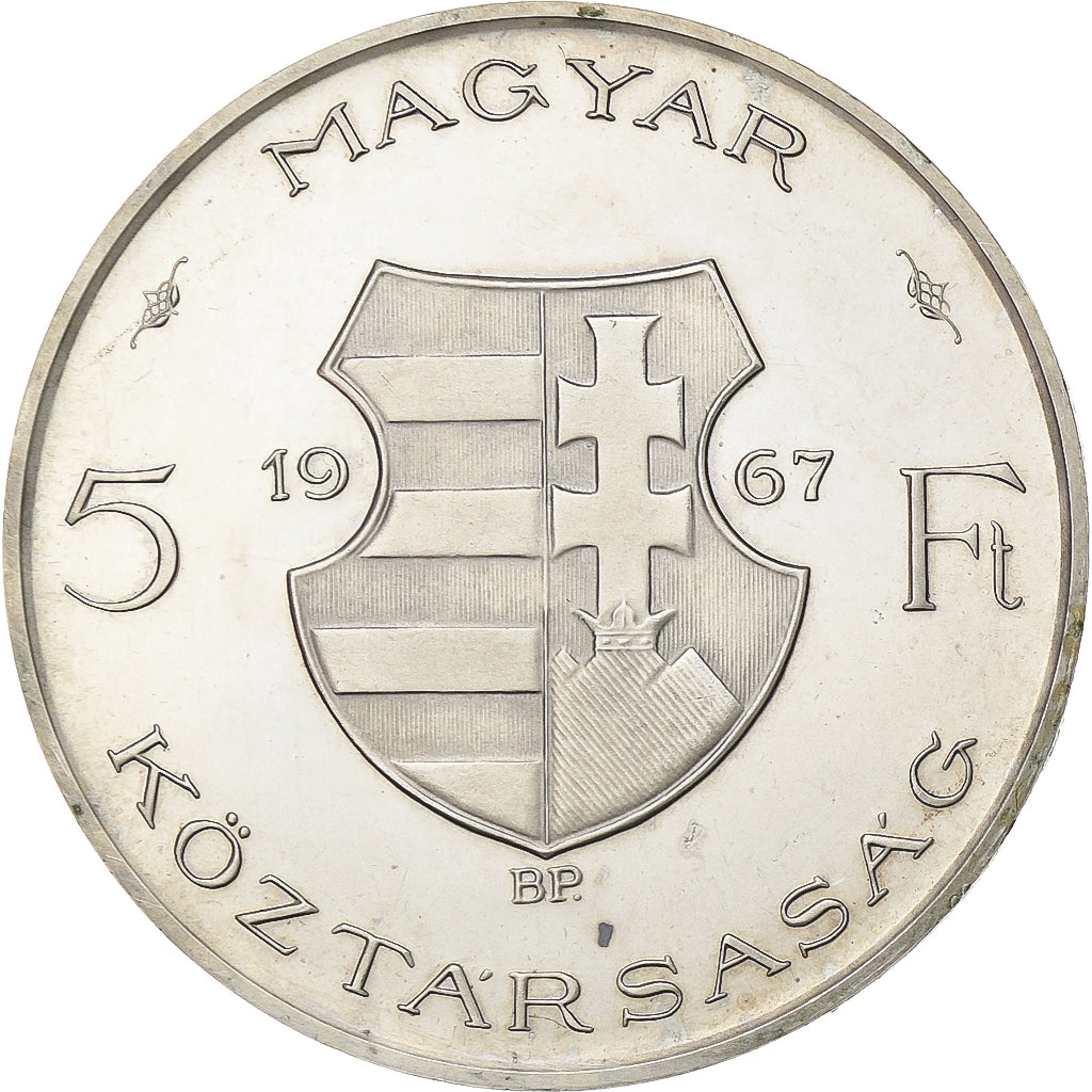 Hongrie, 5 Forint, 1967, Budapest, BE, Argent, SUP+